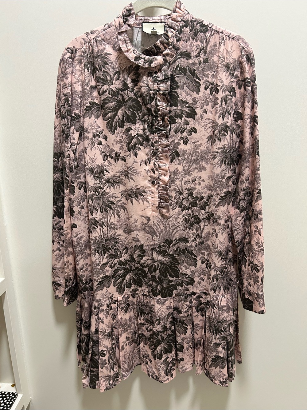 Tuckernuck Pink Floral Ruffle-Neck Dress